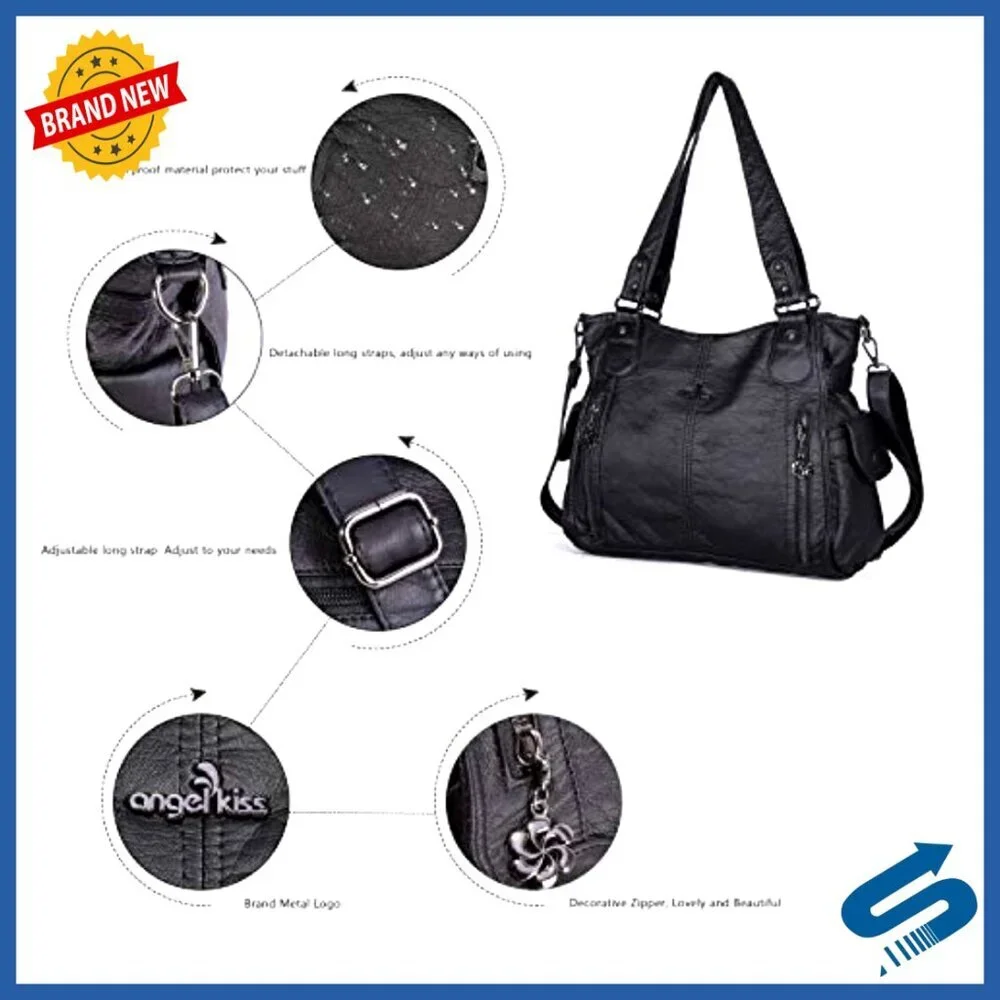Top-Handle Hobo Purse Roomy Casual Shoulder Bag PU Tote Satchel